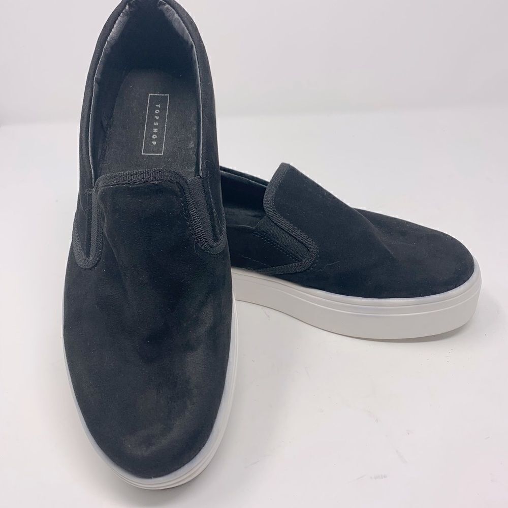 Topshop Black Suede Slip on sneakers size 6 (39)